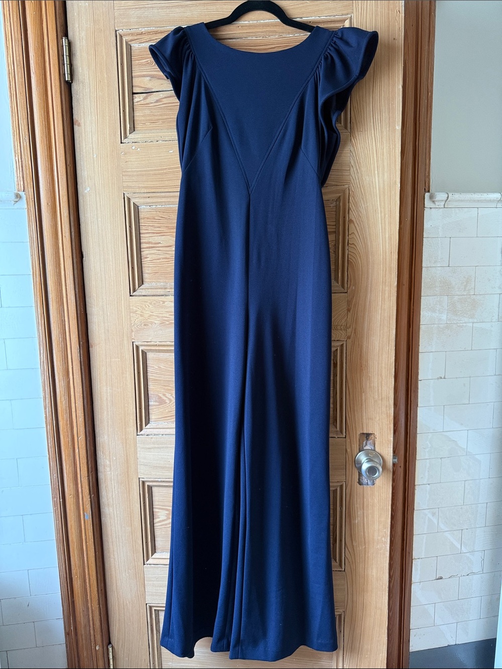 Calvin Klein Navy Blue Jumpsuit with Flutter Sleeves